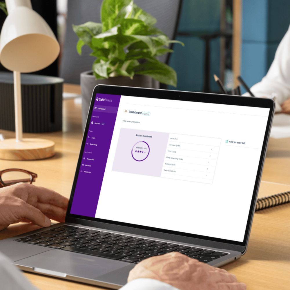 SafeStack's Horizon dashboard on a laptop.