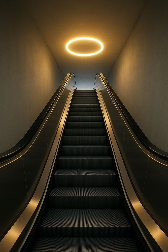 Rolltreppe mit Heiligenschein 