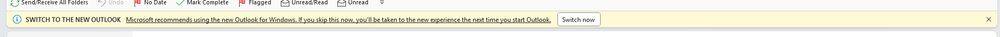 Prompt in Outlook saying next time it'll start with the "new" Outlook that is a web app