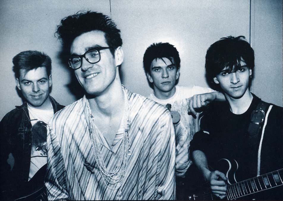 Band photo of The Smiths: From left, Andy Rourke, Morrissey, Mike Joyce and Johnny Marr