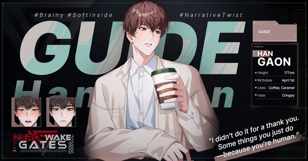 Han Gaon from the BL gacha video game Zerowake Gates. The game is developed and published by Storytaco.