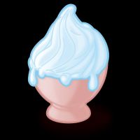 glace à l'italienne ou un cornet de crème glacée stylisé, avec une boule de glace bleue qui fond légèrement.