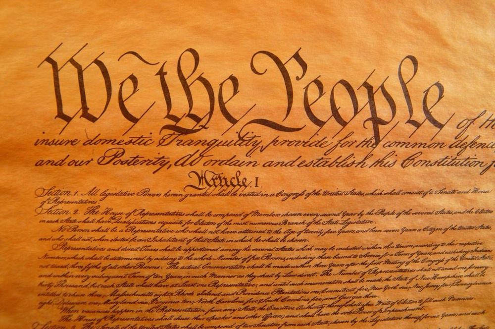 The US constitution which begins "We the people..."