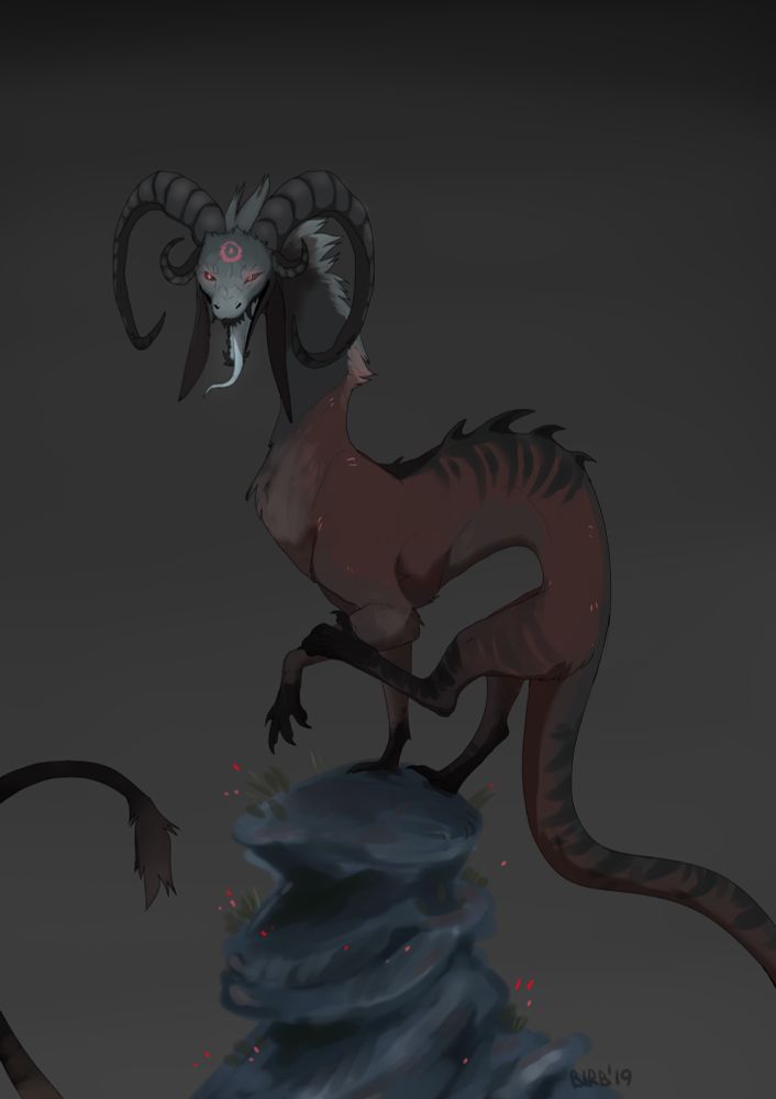 A dragon-like creature sitting on a rock 