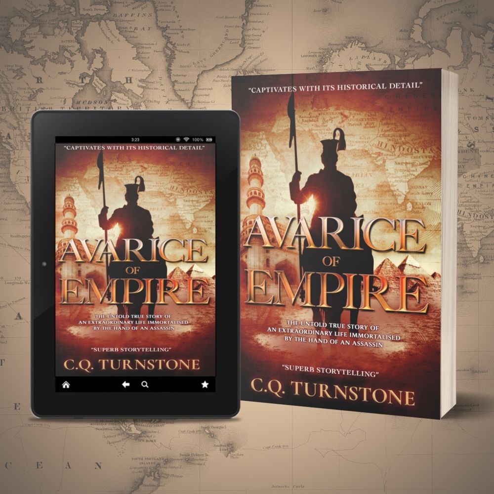 Avarice of Empire front cover on Kindle and in paperback. 