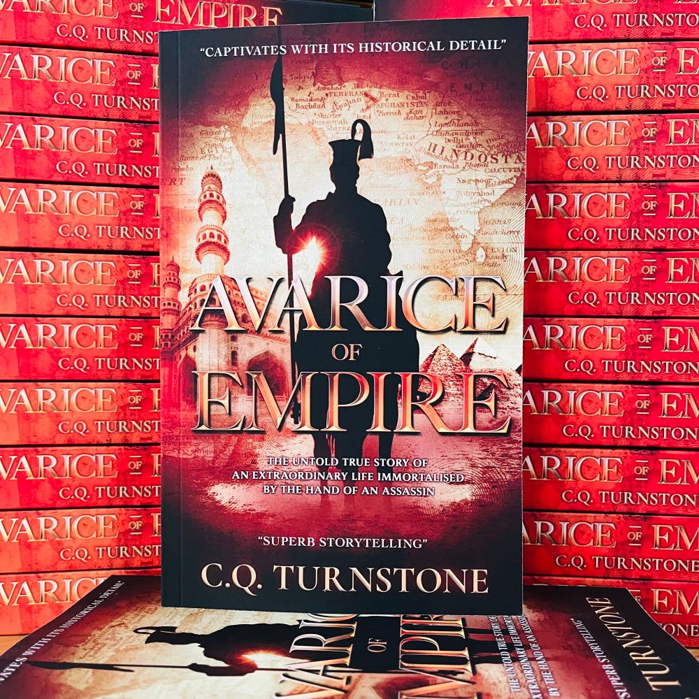 Stacks of copies of Avarice of Empire by C.Q. Turnstone 