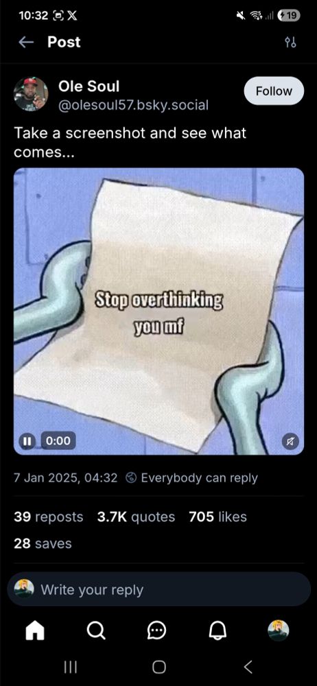 Screenshot with the words Stop overthinking you MF 