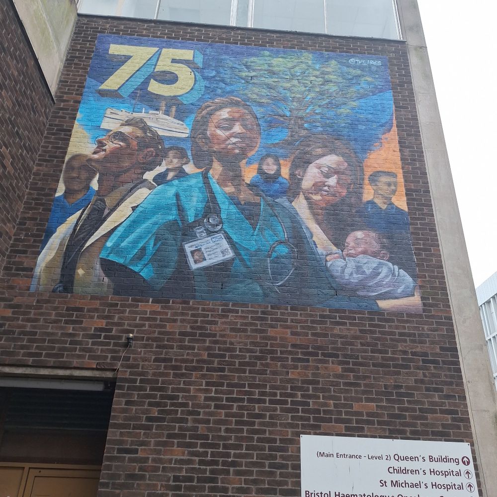 NHS 75 Anniversary Huge Mural near Bristol Royal Infirmary!