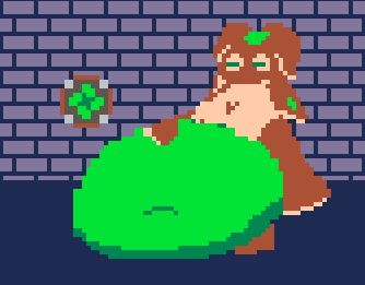 A preview of Tan holding onto a his stomach, full of probably you once you click on the link and try out the game / animation

Seems like he's enjoying it~