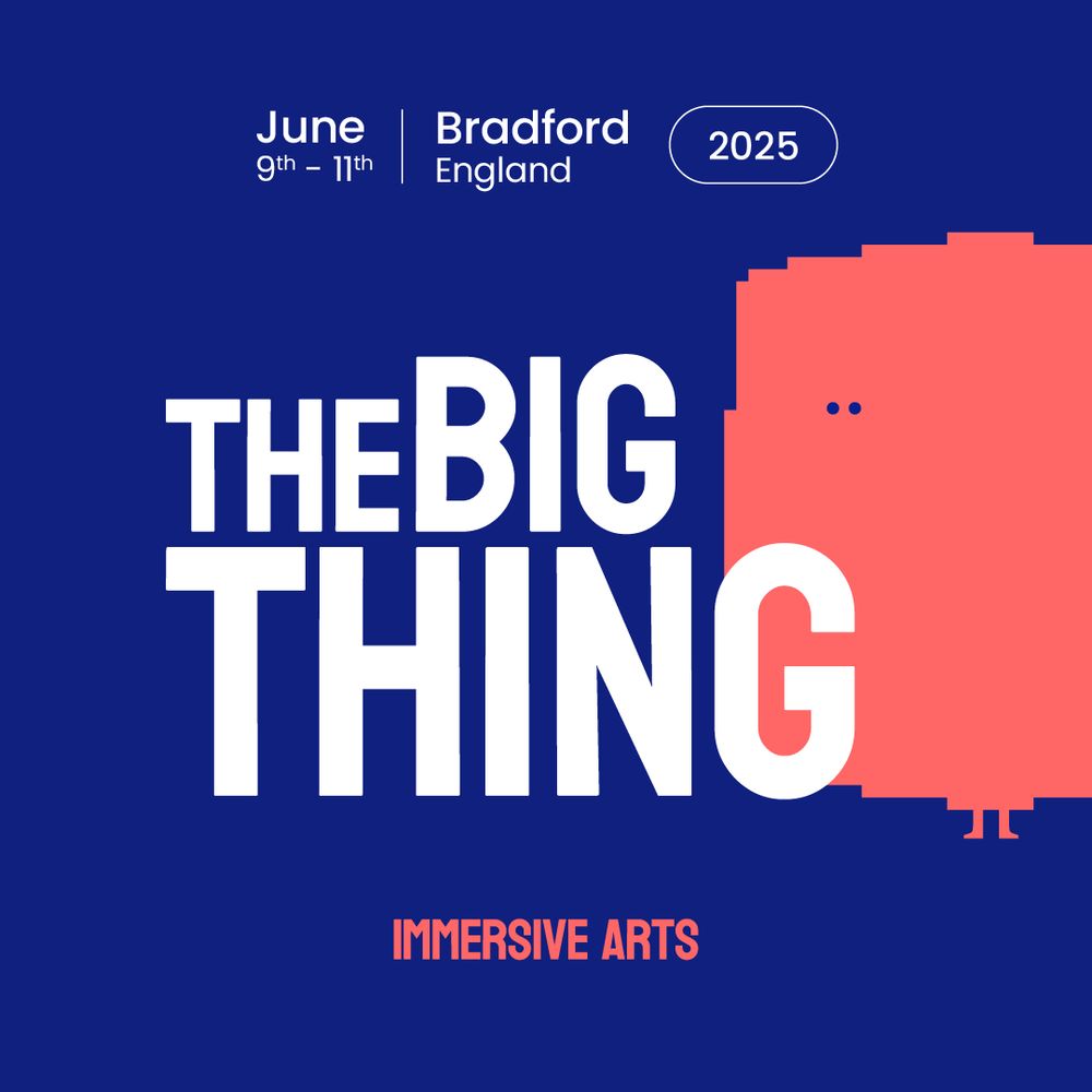 An image with a bright blue background featuring bold white text that reads 'THE BIG THING.' To the right, a barrel-shaped character stands next to additional text announcing 'The Big Thing, 9-11 June 2025.
