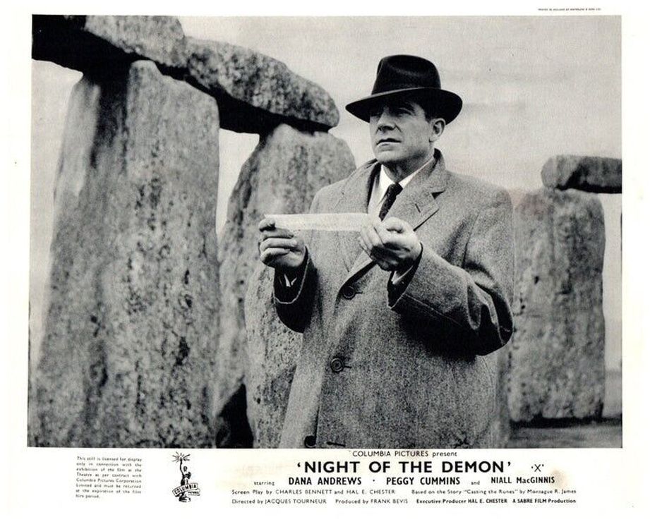 Curse of the Demon poster showing stonehenge.