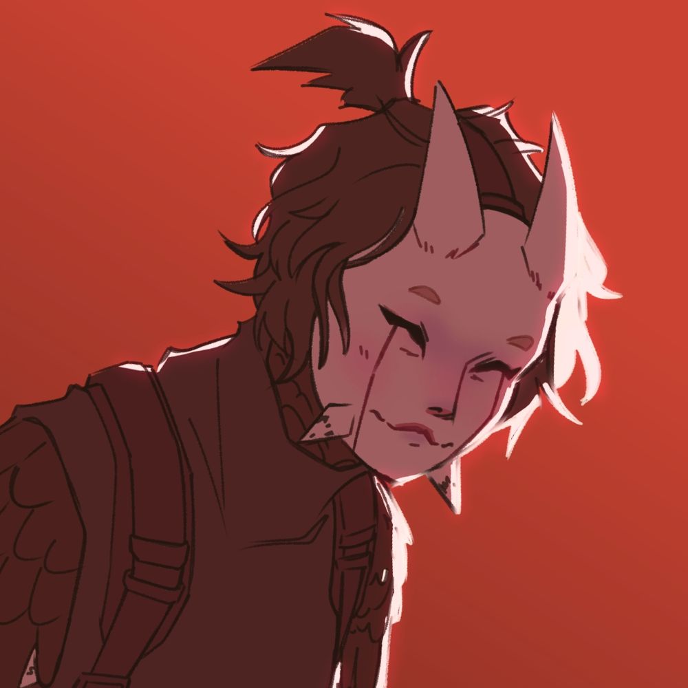 an ambiguously gendered, feathered person wearing a strange mask and is dressed in black gear