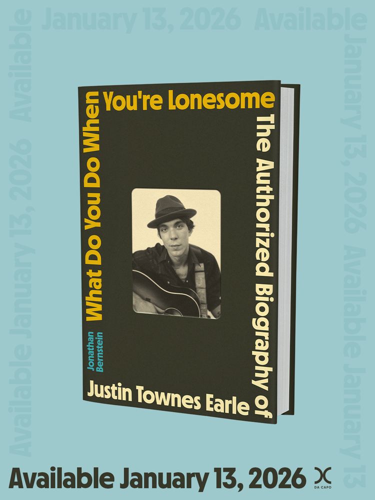 Graphic announcing the publication date of January 13, 2026 of a biography of Justin Townes Earle called 'What Do You Do When You're Lonesome'