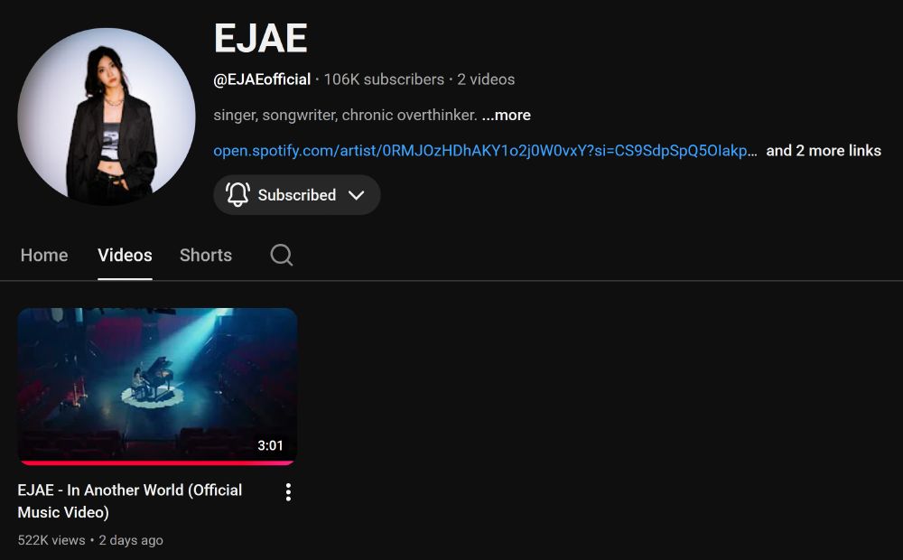 EJAE's new YouTube channel
