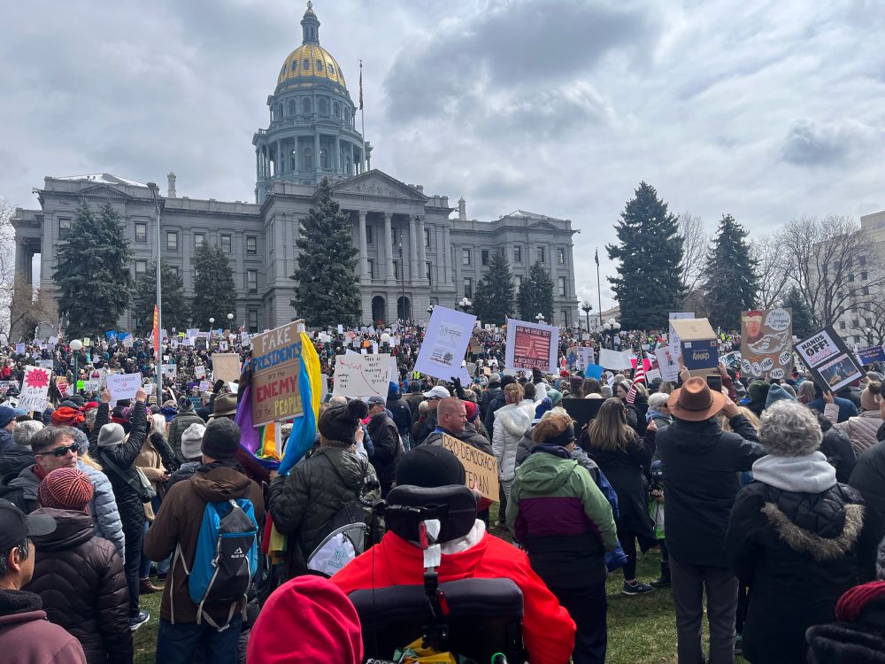 hands off protest at denver capital building in colorado