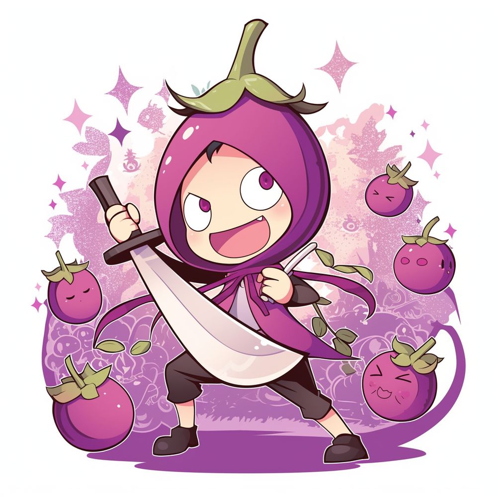 anime of an eggplant warrior