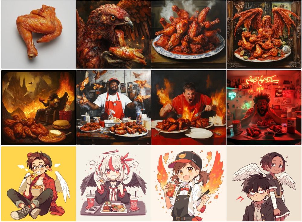 a grid of different images with chicken wings