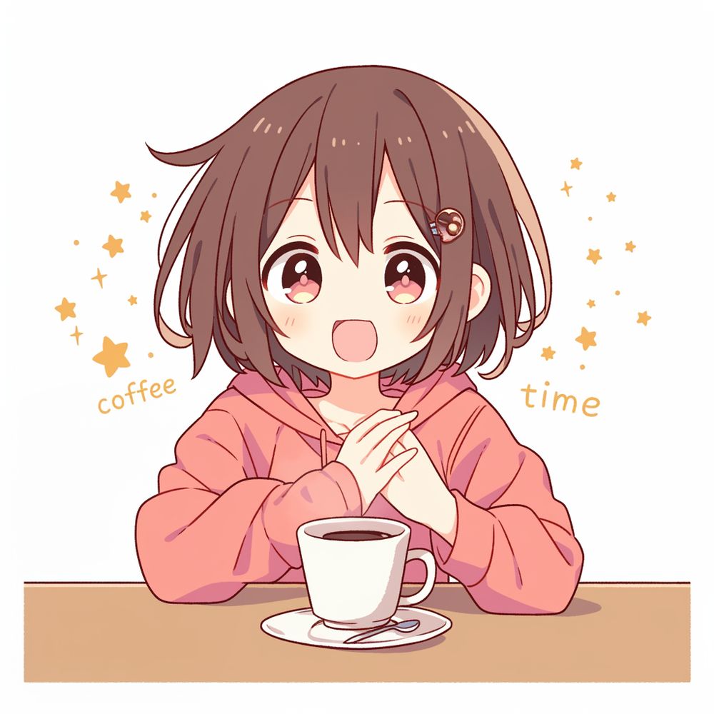 anime girl with a coffee