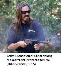 Jesus using his gripskiddly against the grifters.