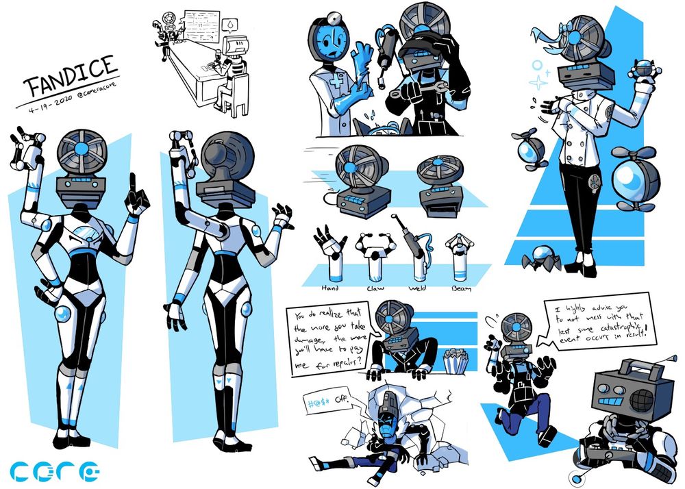 Reference sheet of my fan object head character, Fandice Gale