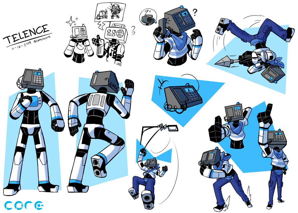 Reference sheet of my telephone object head character, Telence Locke