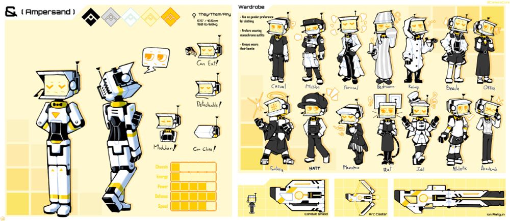 Refsheet of my robot character & (Ampersand)