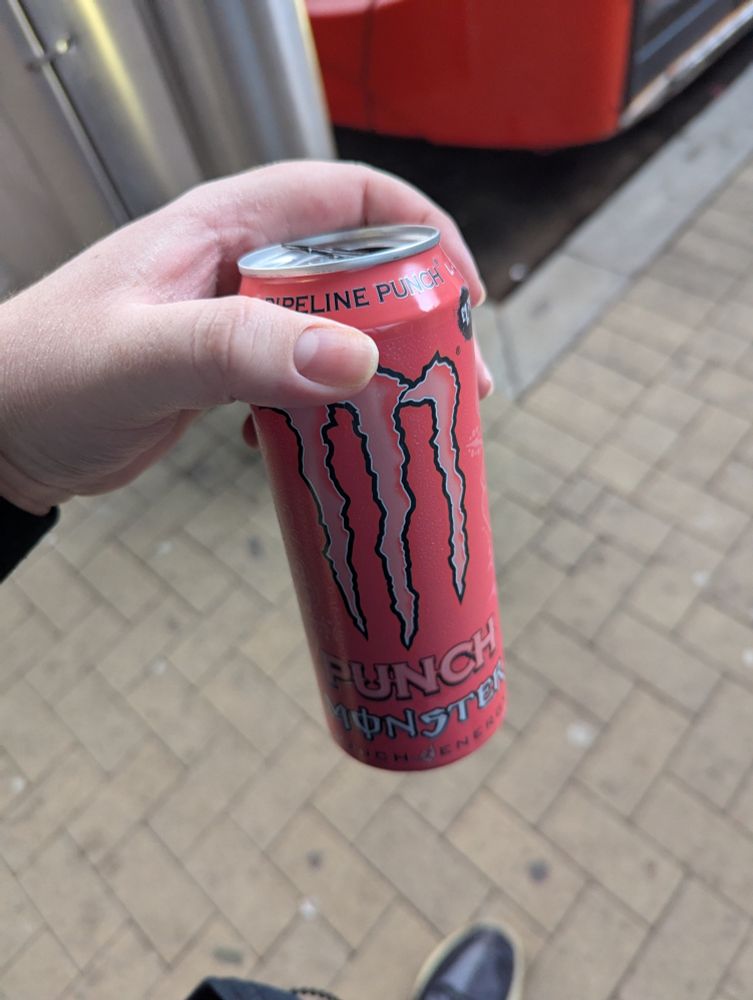 A can of Pipeline Punch monster being held in my hand