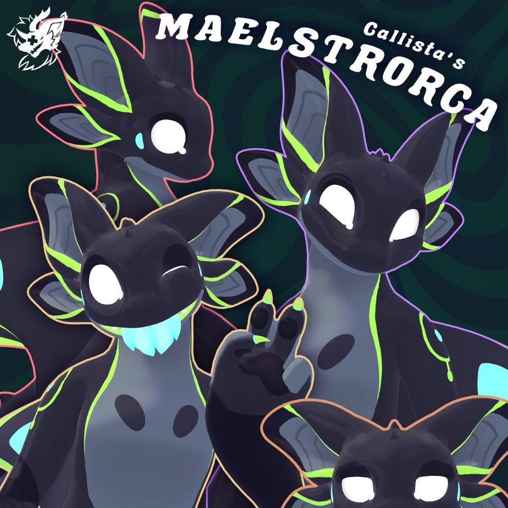 A collage of Maelstrorcas, a furry open species that resembles an anthro orca with four ears.