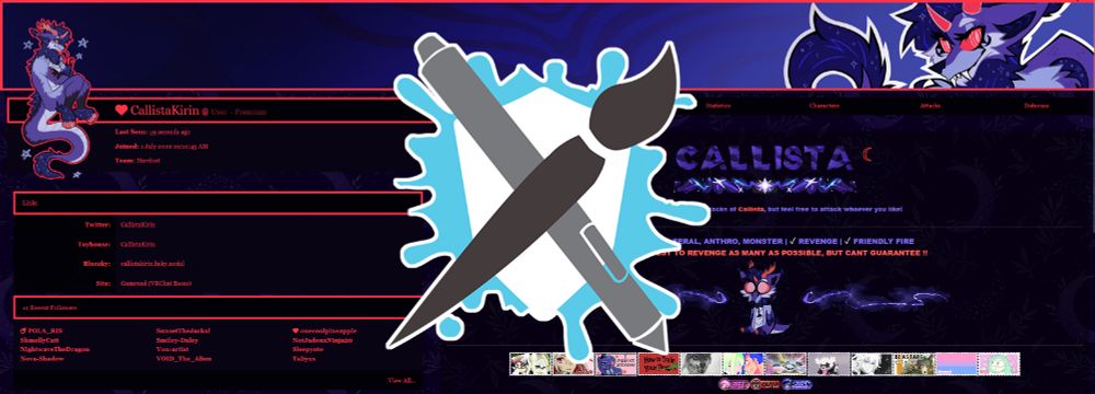a screenshot of my artfight profile (https://artfight.net/~CallistaKirin) with the artfight logo on top