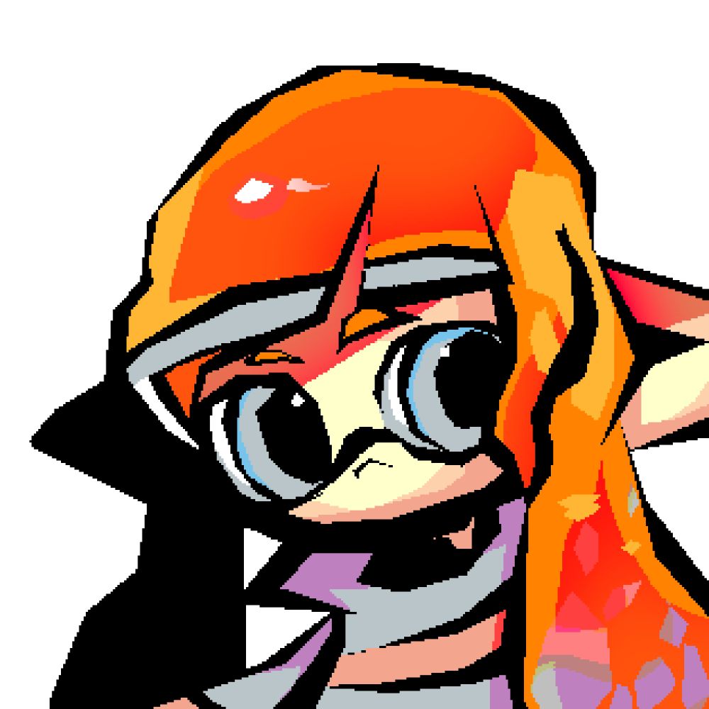 an image of an orange inkling wearing an annaki yellow cuff. emphasis has been put on the subsurface scattering, as well as the texture of the tentacles.