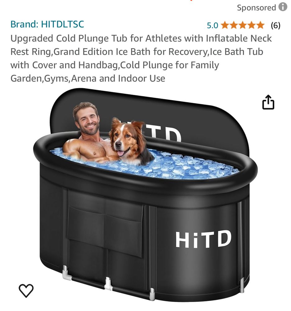 Dog in cold plunge tub