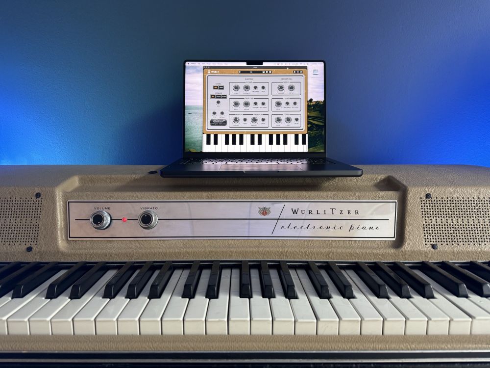 Wurlitzer 200 with a MacBook Pro running AudioThing Wurly standalone