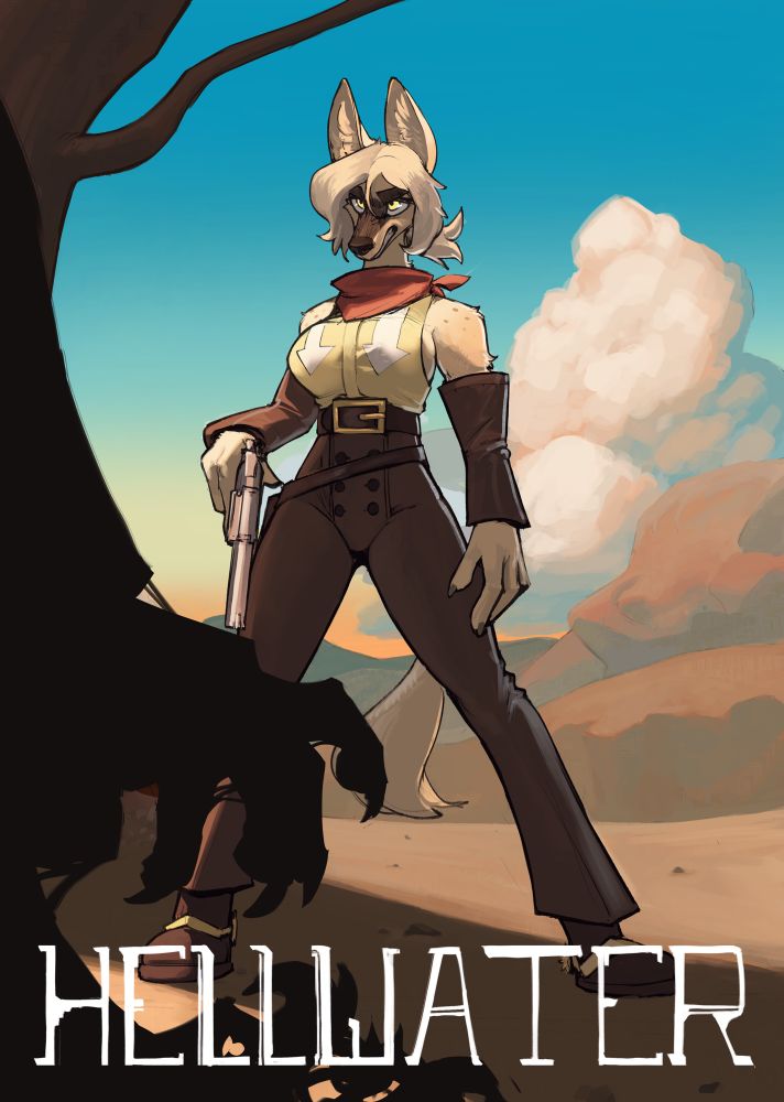 A book cover style illustration of Titanogoro’s character Cassidy from his comic HELLWATER. 