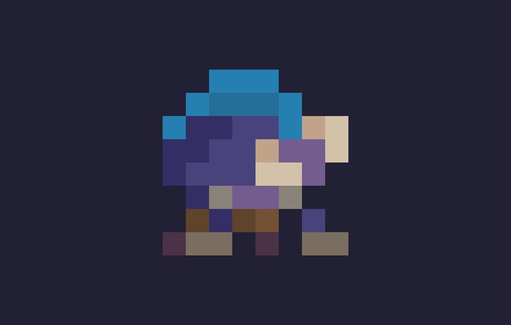 Pixel art of Alistar from League of Legends, restricted to 8 pixels wide and tall.