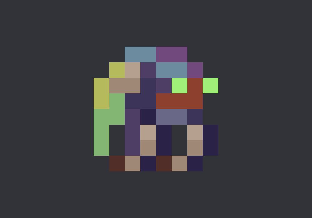 Pixel art of Kha'Zix from League of Legends in 8x8 resolution