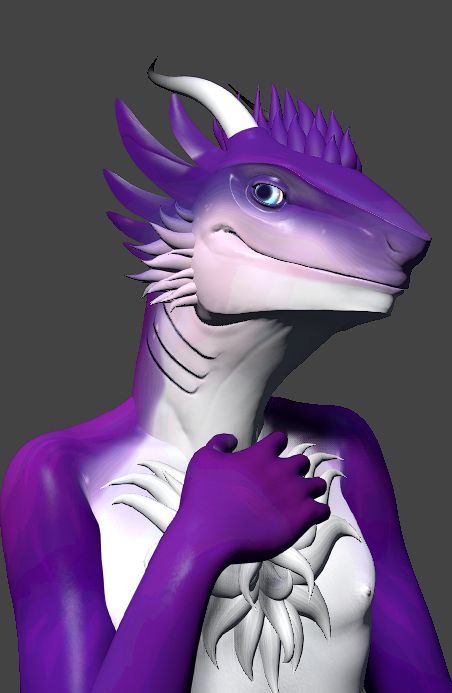 An anthro shark wearing fluffs and feathers on its head and face.