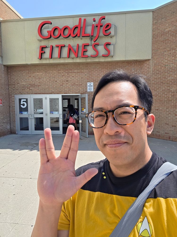 Me standing in front of Goodlife Fitness. 