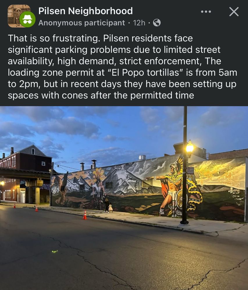 Screenshot of fb post of sad driver who can’t park in a few spots on the street