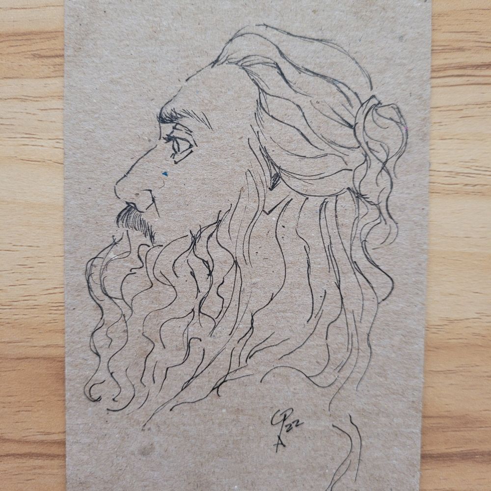 Line drawing of Blackbeard from Our Flag Means Death