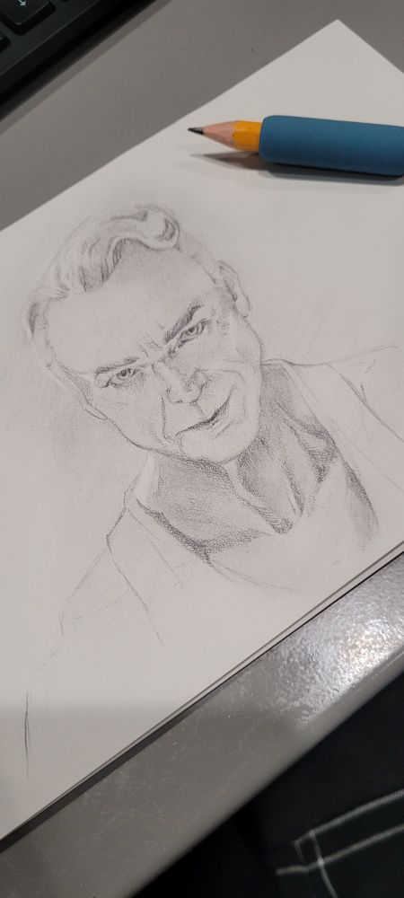 Small pencil sketch of Ben Daniels as Santiago from AMC's Interview With the Vampire.