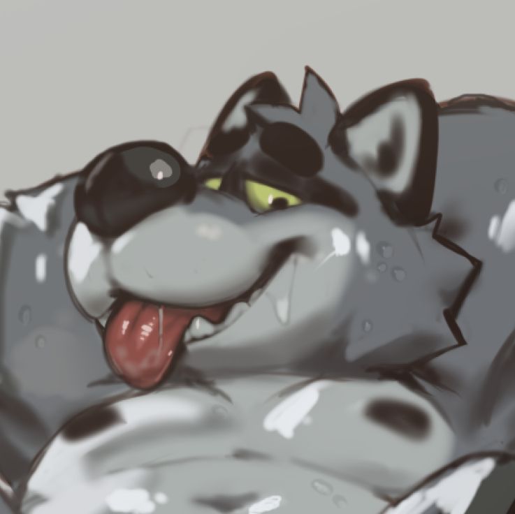 toony furry raccoon does suggestive face with tongue out