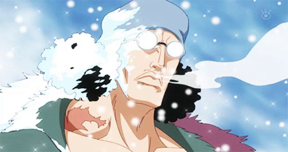 a cartoon of a man wearing glasses and a hat with snow falling on his head