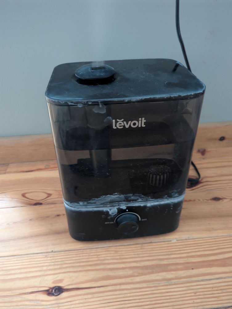 We have four humidifiers, a better model than our first. But the one above the basement pool of water is headed to e-trash.