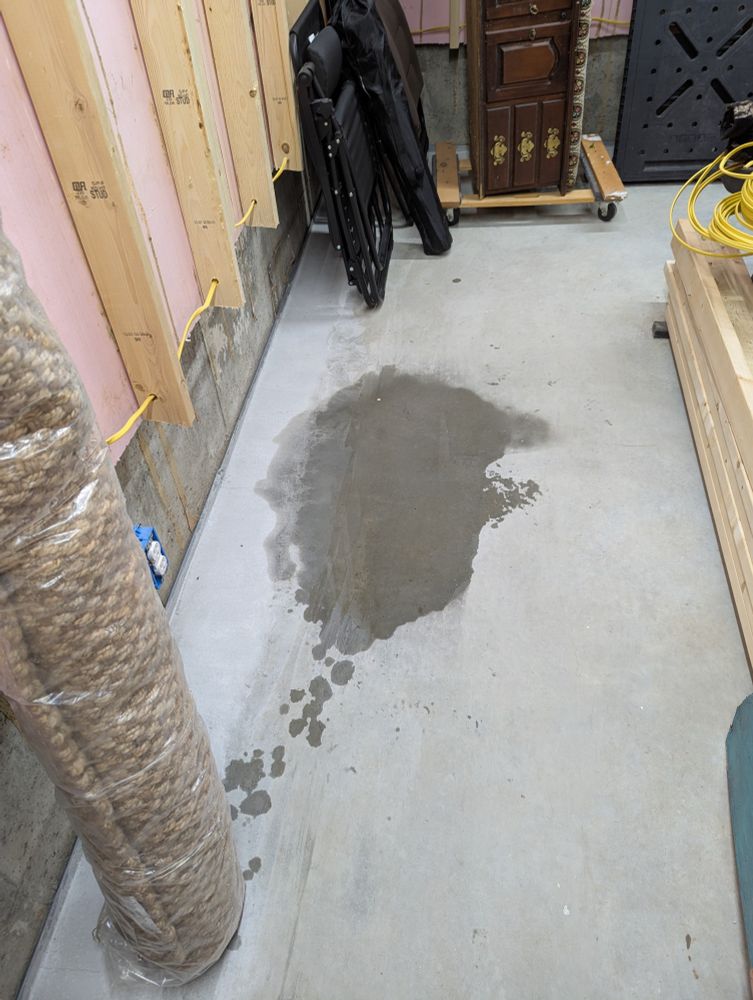 A small pool of water, nothing like our prior floods but not good.