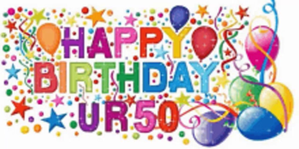 a colorful happy birthday sign with balloons stars and streamers