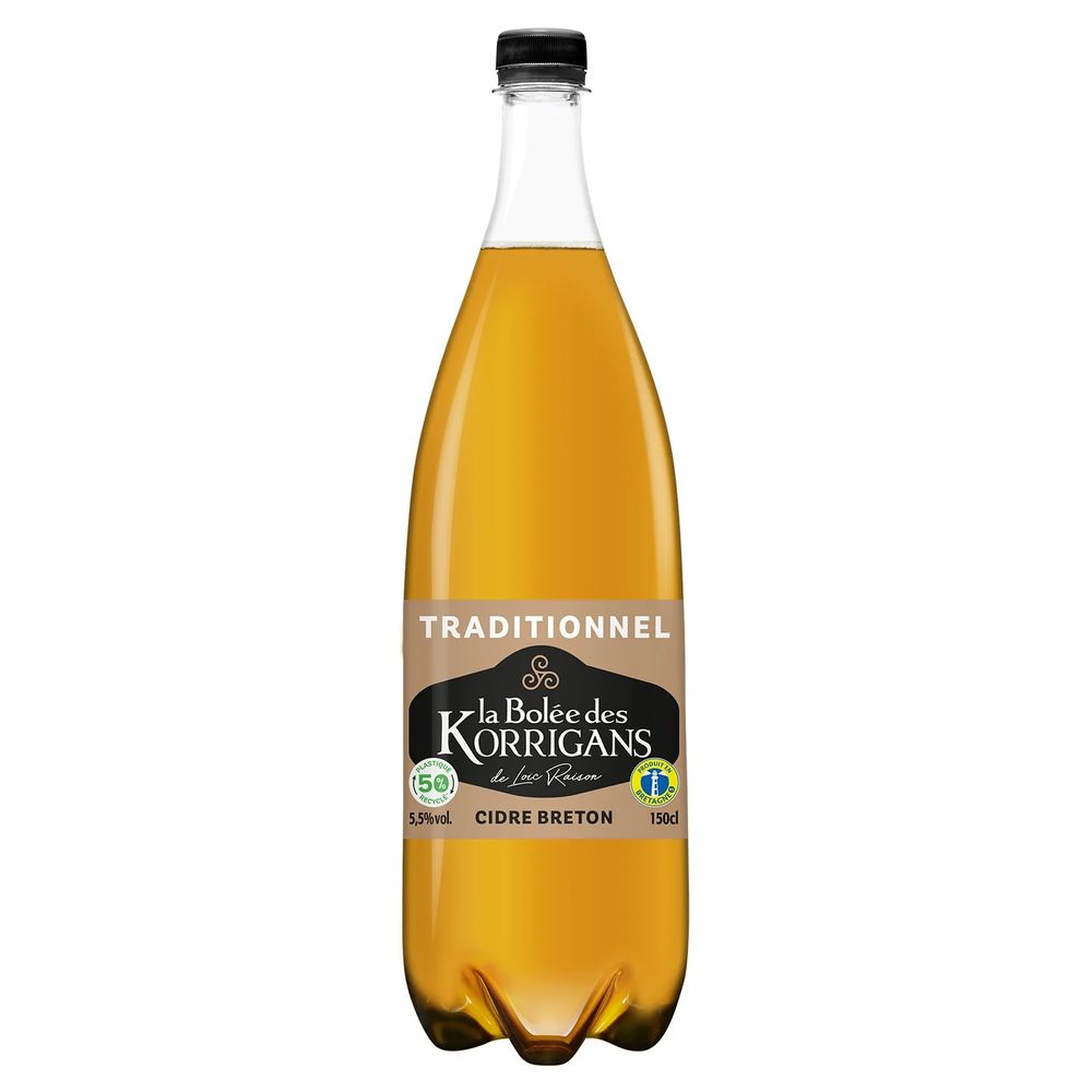 une bouteille de cidre breton "la bolée des korrigans"
