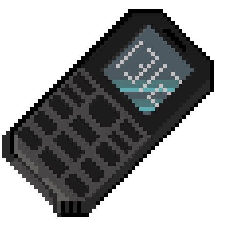 pixel art d'un téléphone à grosses touches à l'ancienne, avec un petit écran qui affiche "1312"