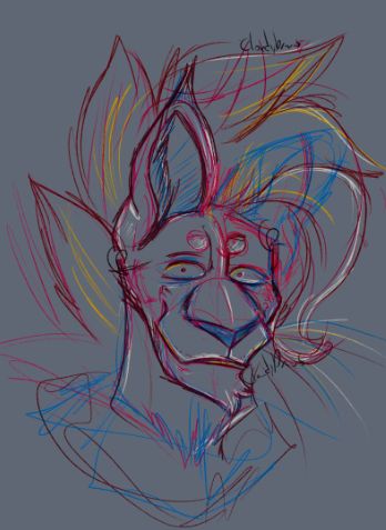multi colored sketch of my fursona