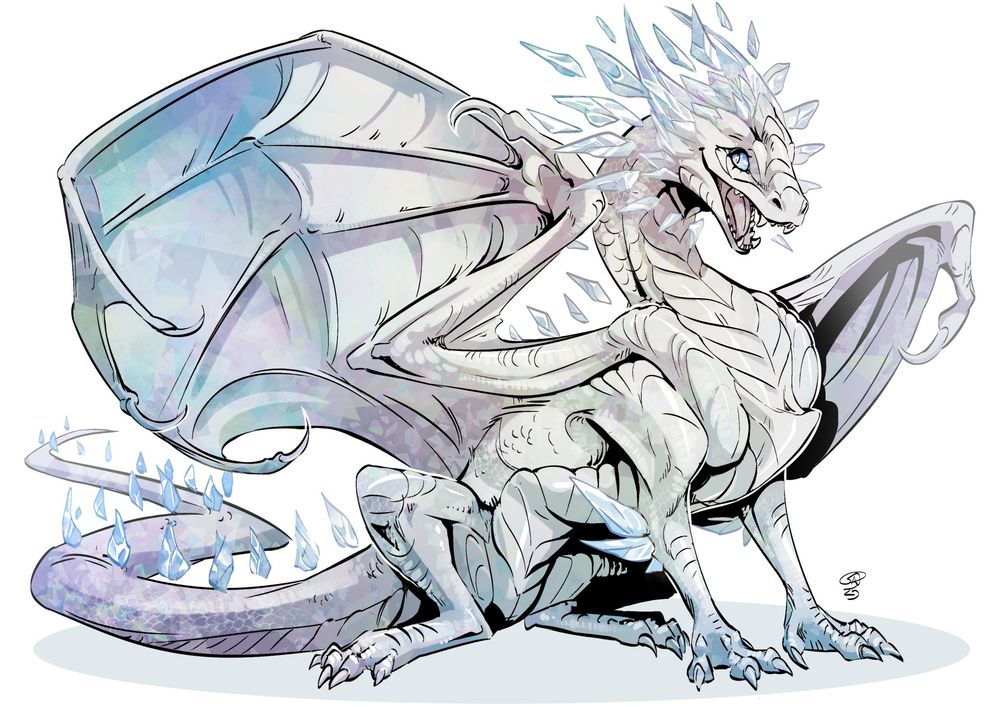 Crystal Dragon Wyrmling, curious, joyous, and protective. She is person sized roughly and her scales are a mix of milky-white and crystalline, a luminous complexion 

#commission #Scissorsrunner #digital #art #digitalart #firealpaca #noAI #SogCatArt #fantasy #roleplay #rpg #ttrpg #DnD #DungeonsAndDragons #DnDcharacter #DnDart #DnDOC #Dragon #CrystalDragon #Galatea #sketch #wyrmling
