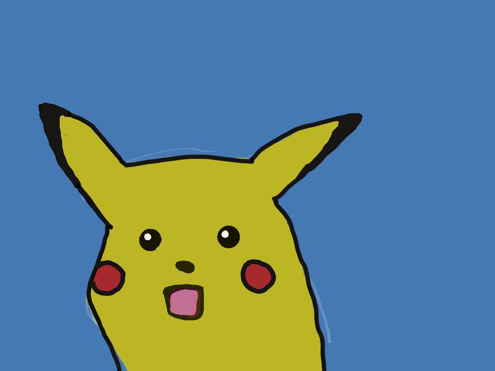 a rough shocked pikachu with no shading